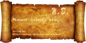 Musser Dionízia névjegykártya